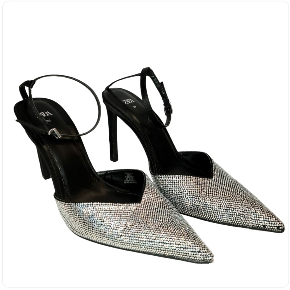 Zara Sparkly Silver rhinestone embellished sexy high heels